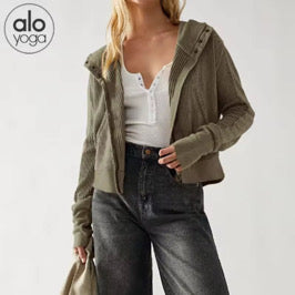 ALO Sky Hooded Waffle Knit Jacket
