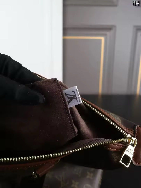 LV Tote Bag with Brown Leather Trim- Three Piece Set