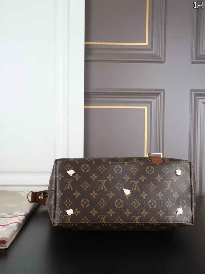 LV Tote Bag with Brown Leather Trim- Three Piece Set