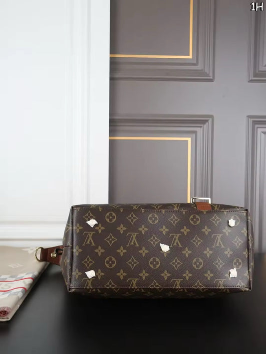LV Tote Bag with Brown Leather Trim- Three Piece Set