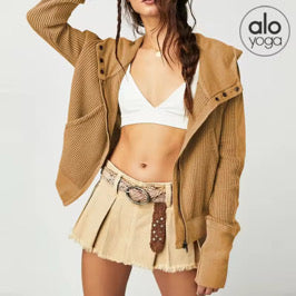 ALO Sky Hooded Waffle Knit Jacket
