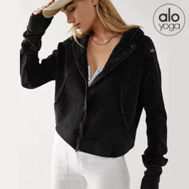 ALO Sky Hooded Waffle Knit Jacket