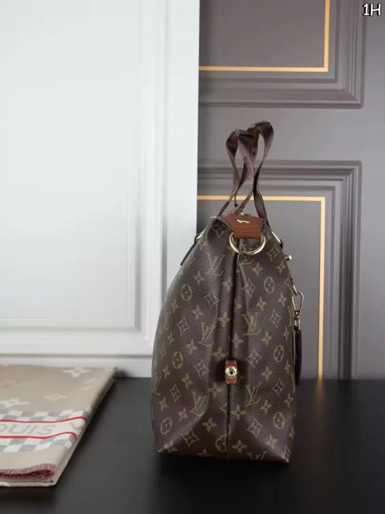 LV Tote Bag with Brown Leather Trim- Three Piece Set